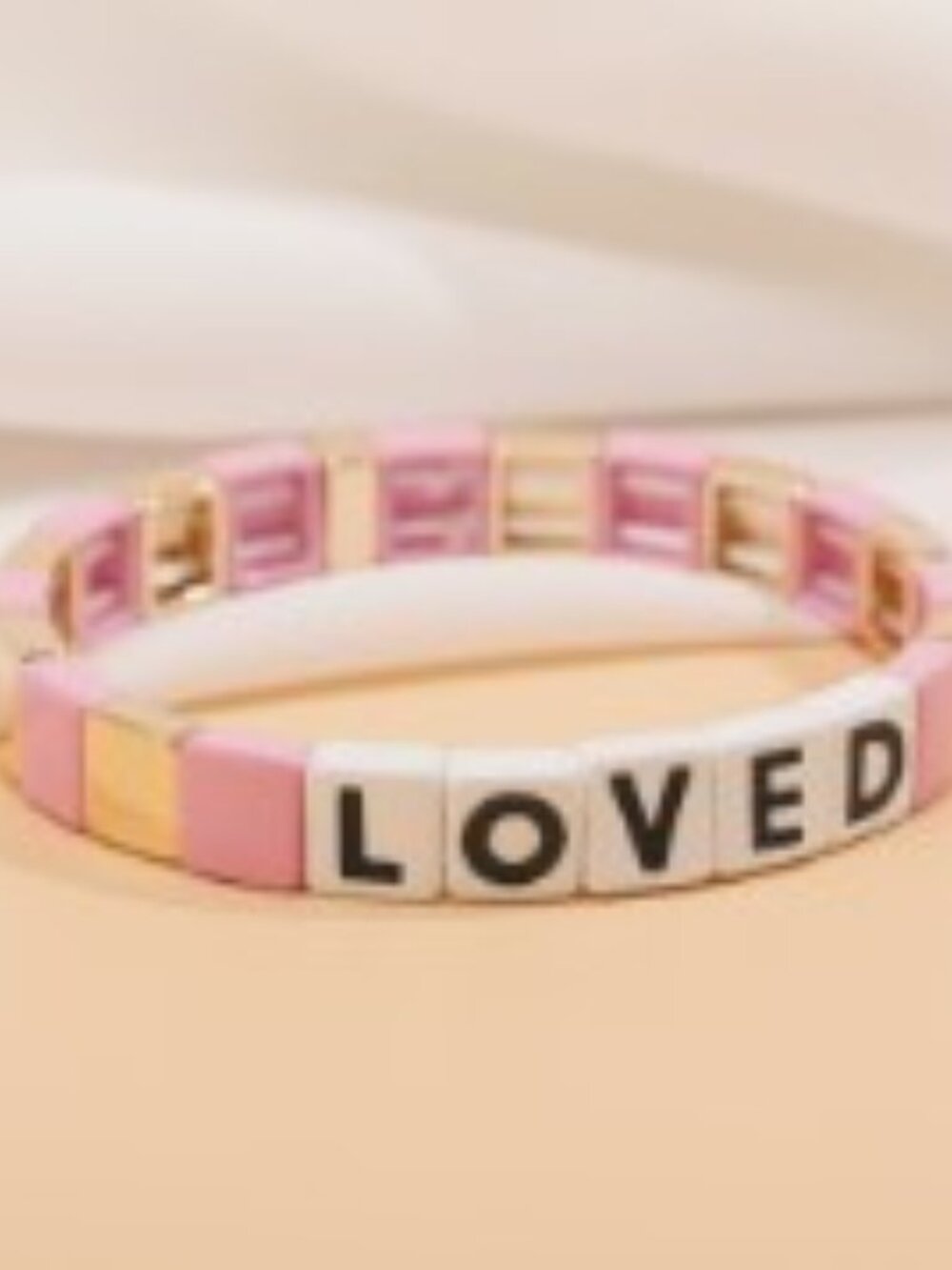 Roxanne Assoulin LOVED Pink White Gold Stretch Bracelet